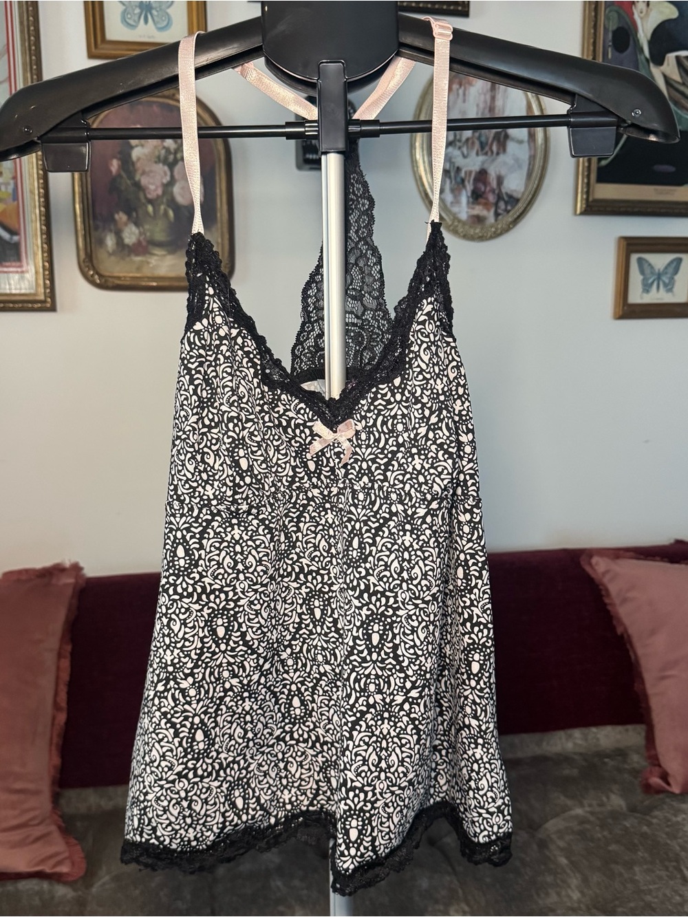 Marylin Monroe Black & Pink Lace-Trim Cami